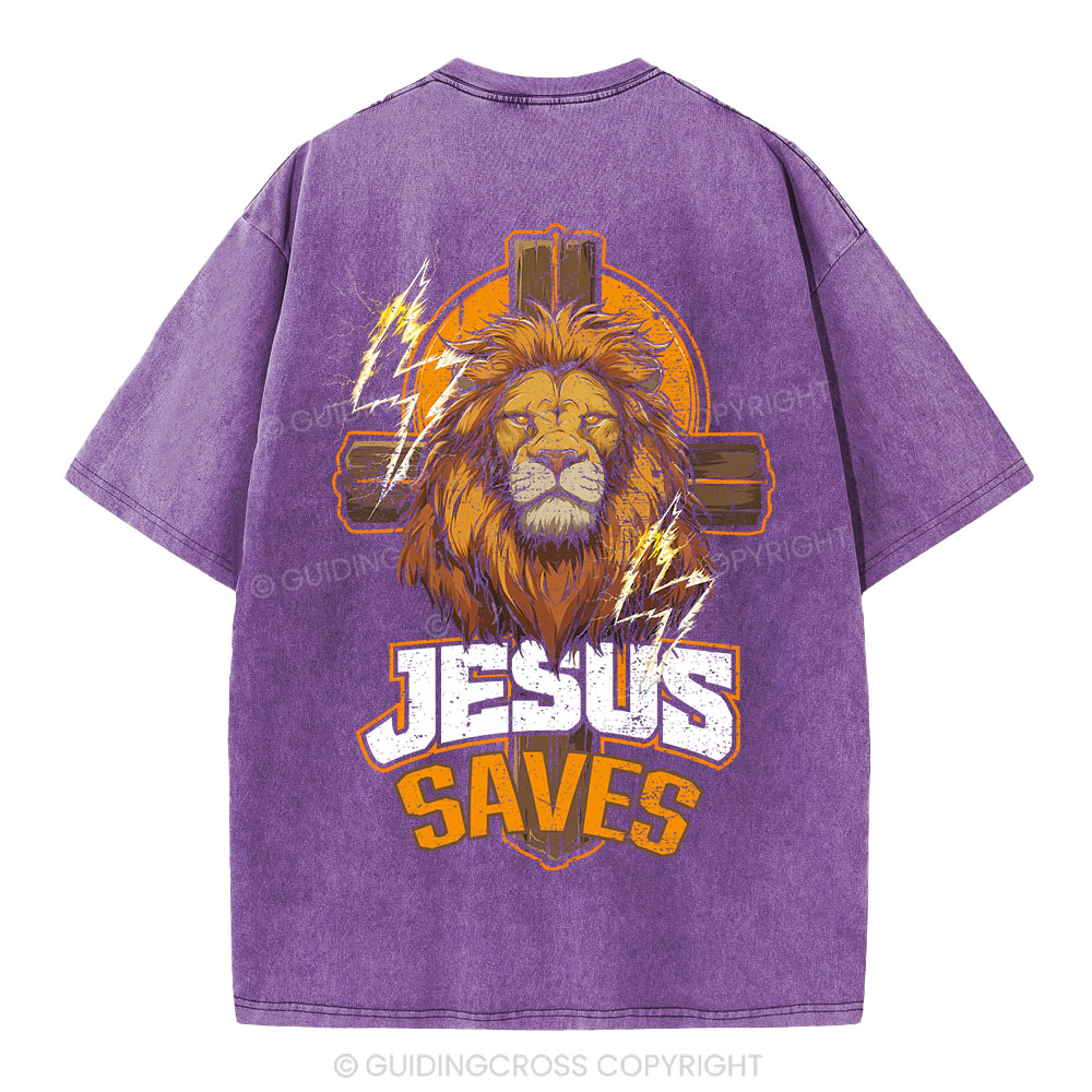 Jesus Saves Christian Washed T-Shirt