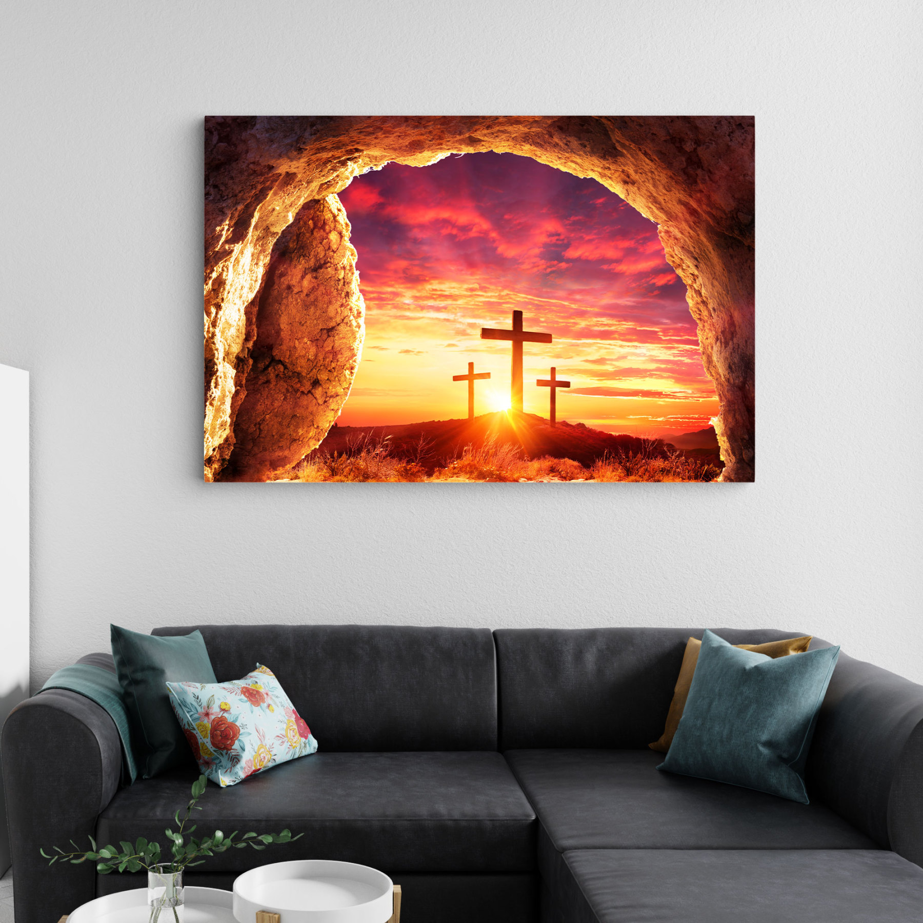 He Is Not Here For He Has Risen Christian Canvas Wall Art