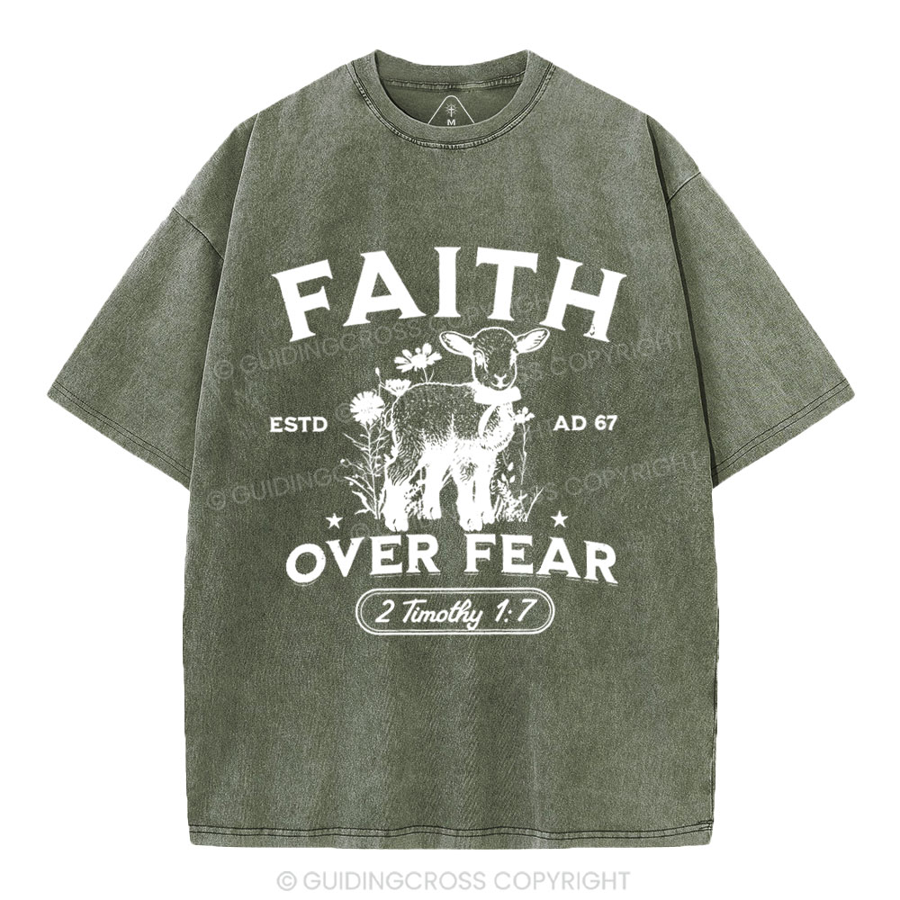 Faith Over Fear Christian Washed T-Shirt