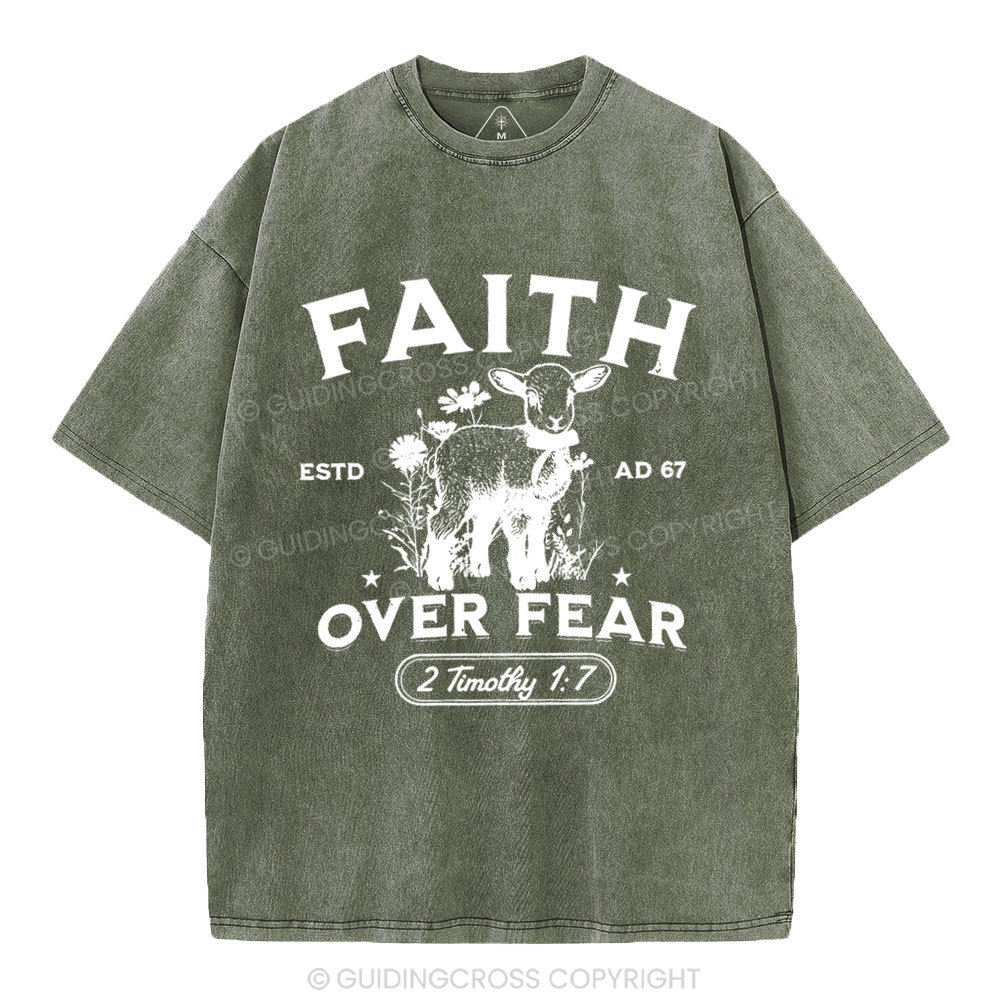 Faith Over Fear Christian Washed T-Shirt