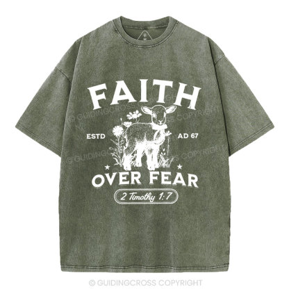 Faith Over Fear Christian Washed T-Shirt