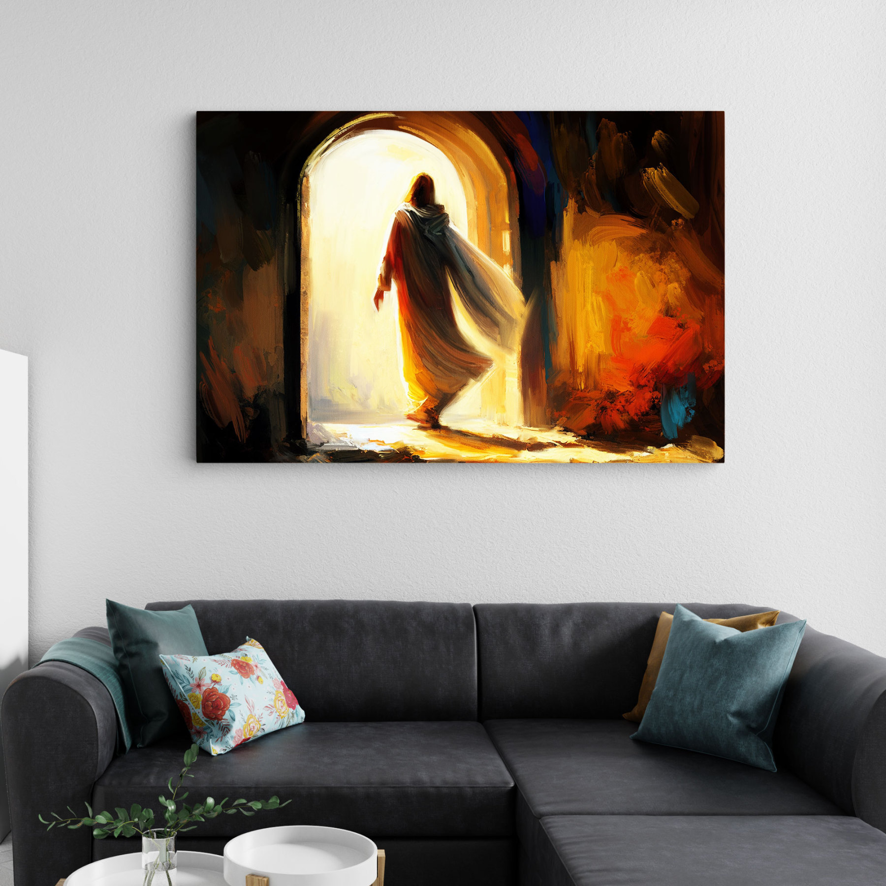 Jesus Christ Rose From The Dead Christian Canvas Wall Art