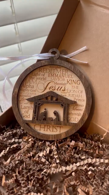 Nativity Christmas Ornament With Names Of God