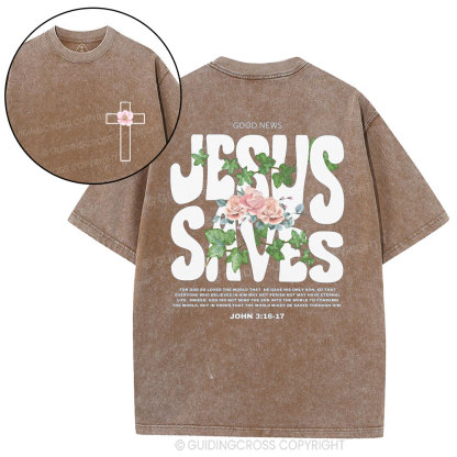 Jesus Saves Christian Washed T-Shirt