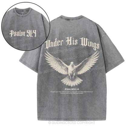 Under His Wings Christian Washed T-Shirt
