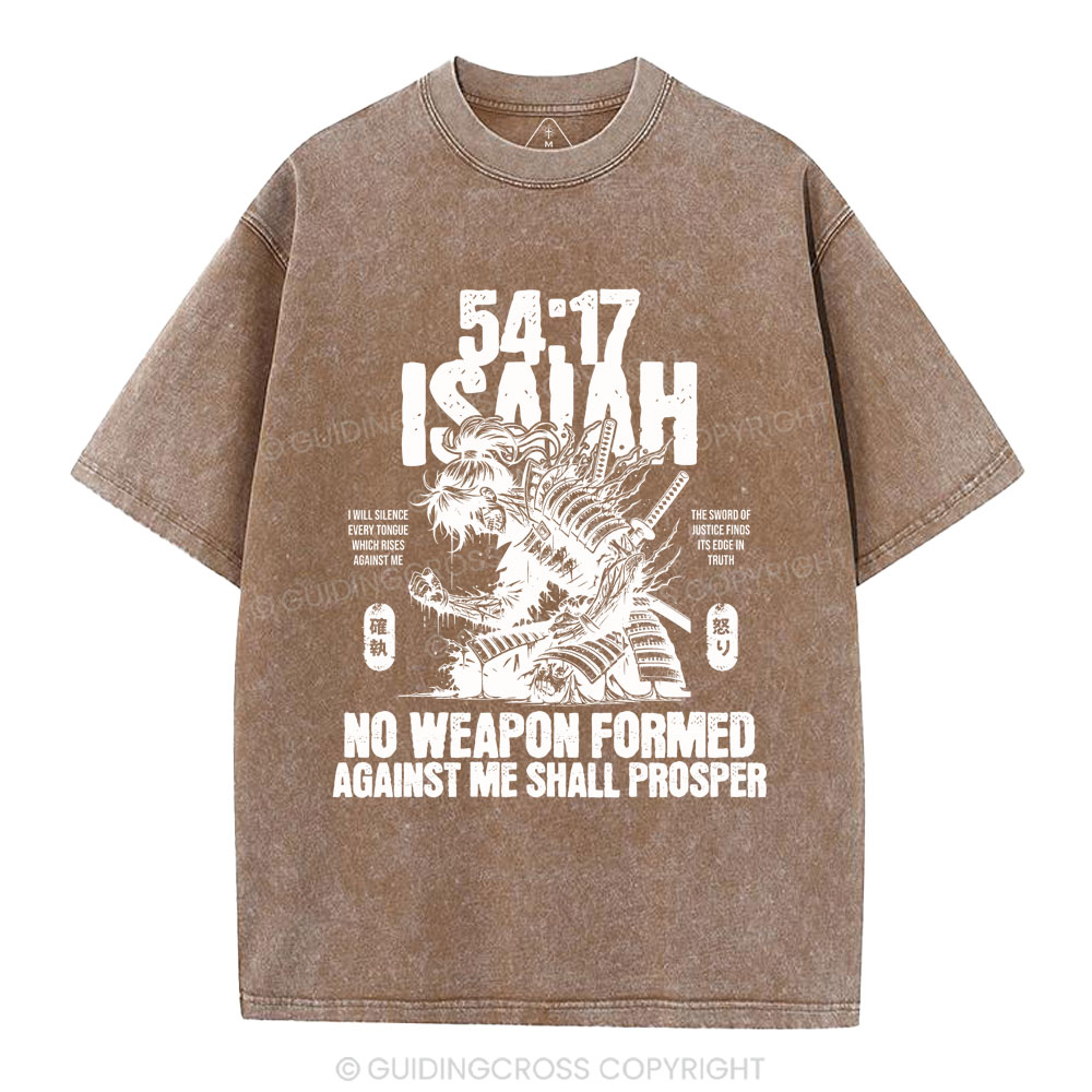 No Weapen Formed Against Me Shall Prosper Christian Washed T-Shirt