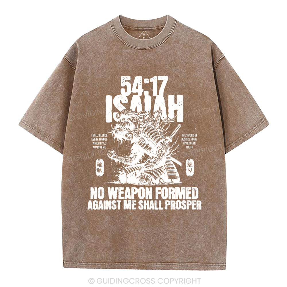No Weapen Formed Against Me Shall Prosper Christian Washed T-Shirt