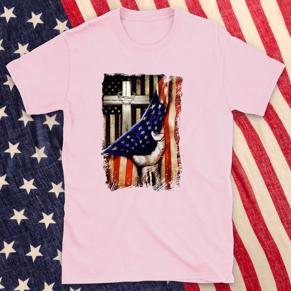 The Cross And America Flag Christian T-Shirt