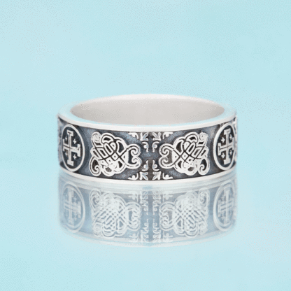 Jerusalem Cross Christian Sterling Silver Band Ring