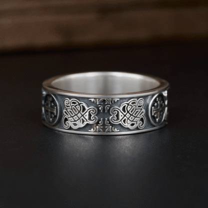 Jerusalem Cross Christian Sterling Silver Band Ring