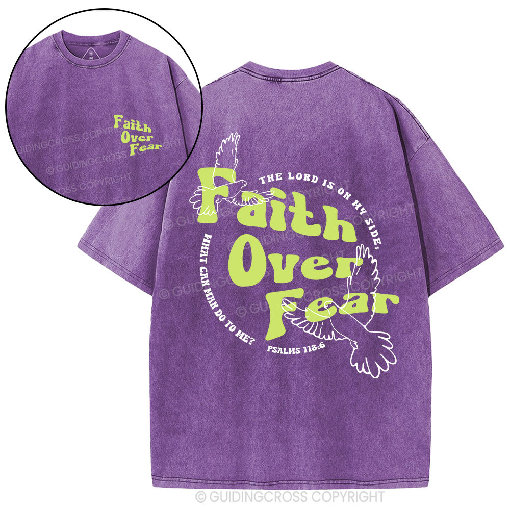Faith Over Fear Dove Christian Washed T-Shirt