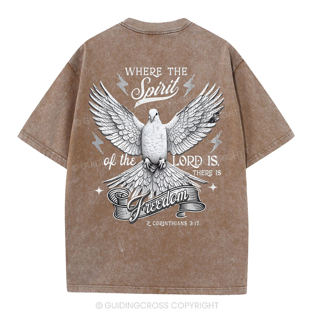 Where The Spirit Of The Lord CHristian Washed T-Shirt