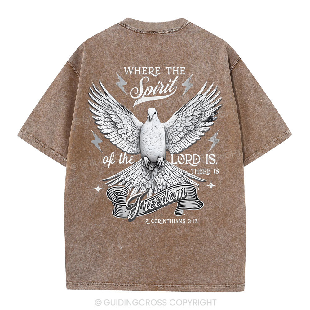 Where The Spirit Of The Lord CHristian Washed T-Shirt