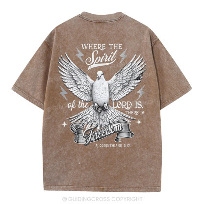 Where The Spirit Of The Lord CHristian Washed T-Shirt
