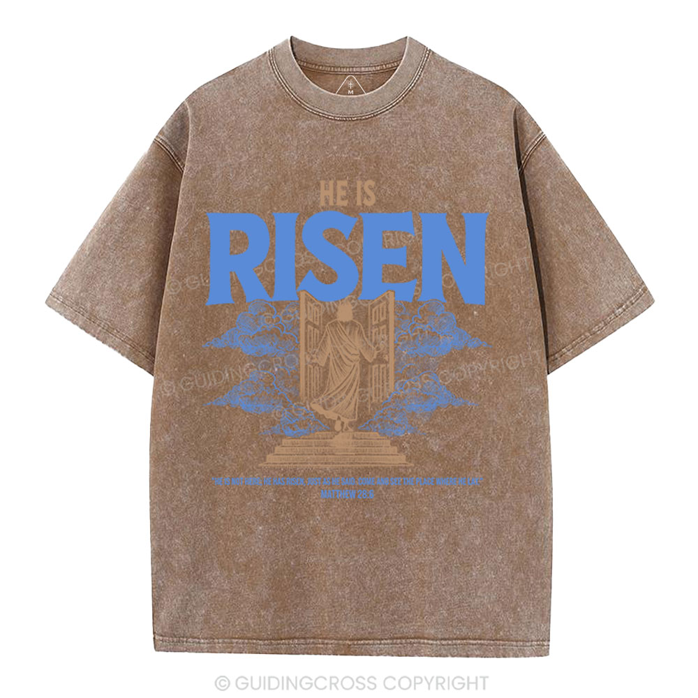 He Is Risen Christian Washed T-Shirt