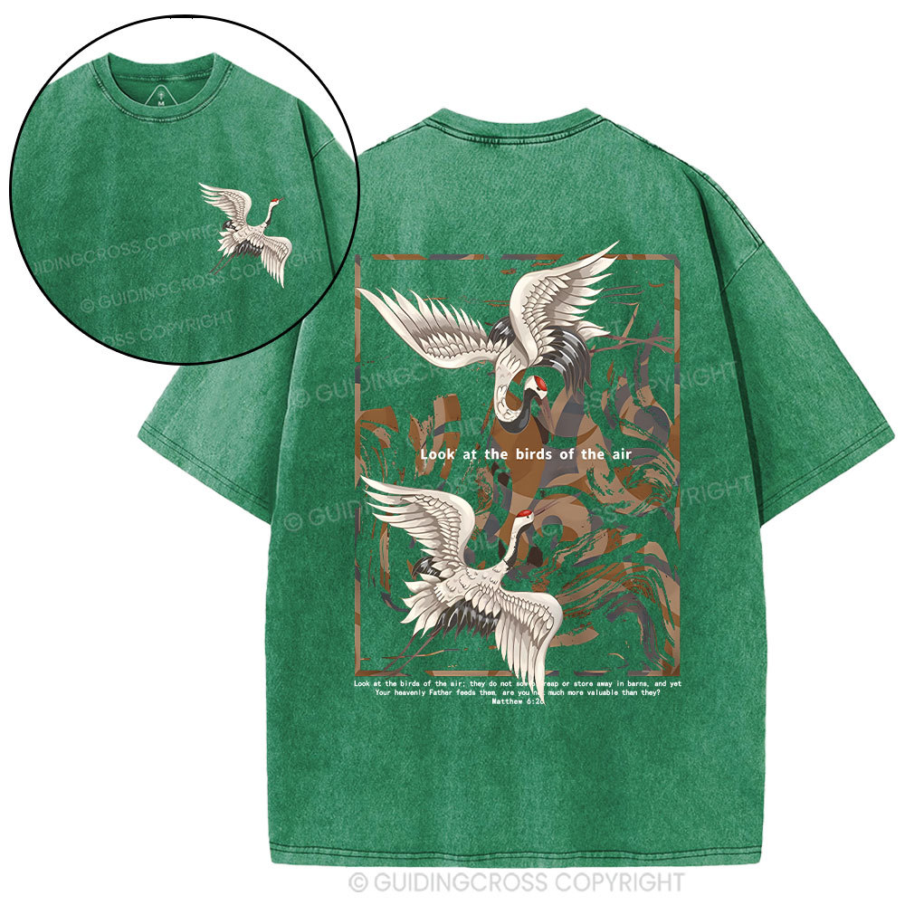 Look At The Birds Of The Air Christian Washed T-Shirt