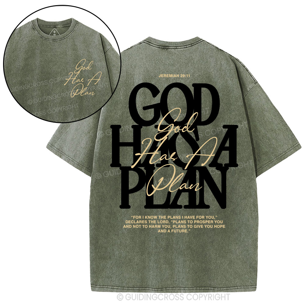 God Has A Plan Christian Washed T-Shirt