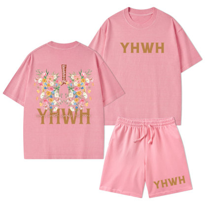 YHWH Every Breath Speaks His Name Christian Washed T-Shirt & Shorts