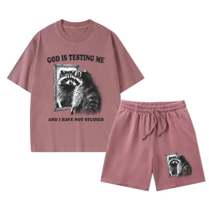 God Is Testing Me And I Have Not Studied Christian Washed T-Shirt & Shorts