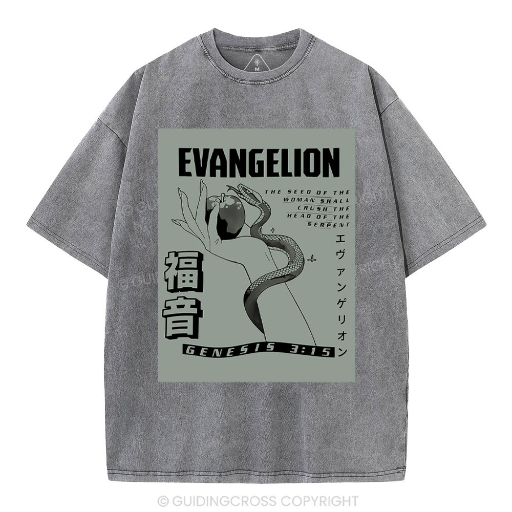 Evangelion Chirstian Washed T-Shirt