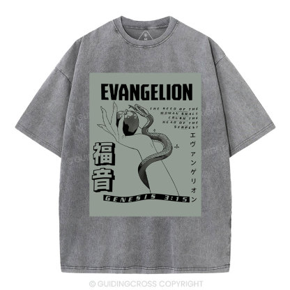 Evangelion Chirstian Washed T-Shirt