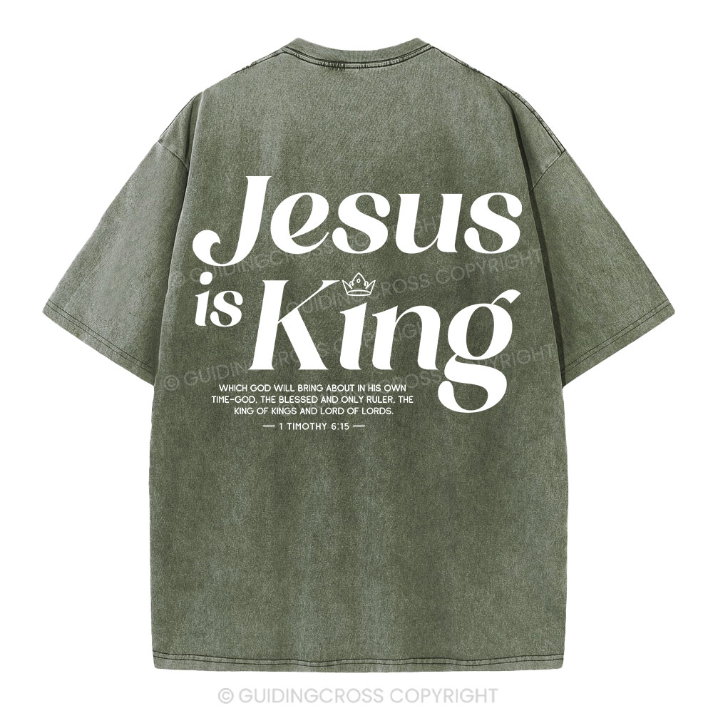 Jesus Is King Christian Washed T-Shirt