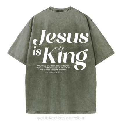 Jesus Is King Christian Washed T-Shirt