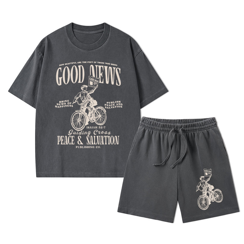 Good News Christian Washed T-Shirt & Shorts