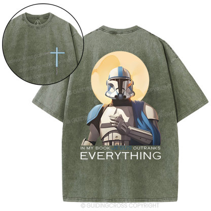 In My Book Jesus Outranks Everything Christian Washed T-Shirt