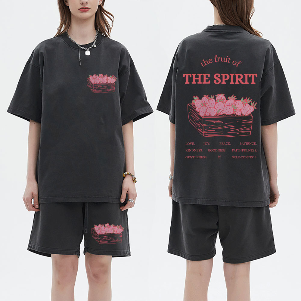 The Fruit Of The Spirit Christian Washed T-Shirt & Shorts