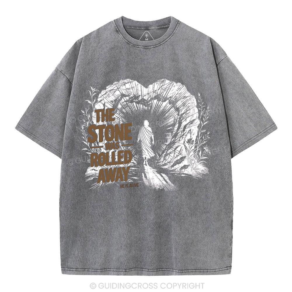 The Stone Was Rolled Away Christian Washed T-Shirt