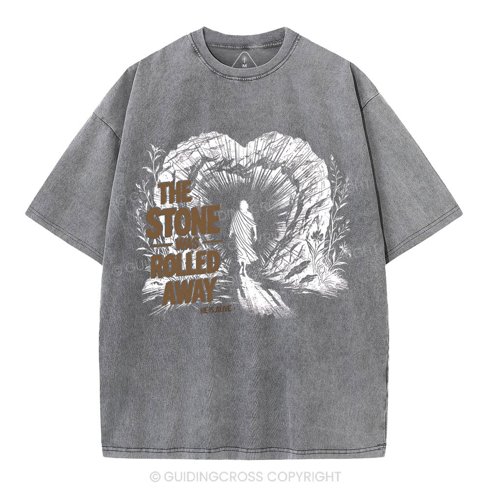 The Stone Was Rolled Away Christian Washed T-Shirt