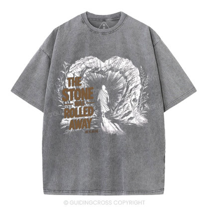 The Stone Was Rolled Away Christian Washed T-Shirt