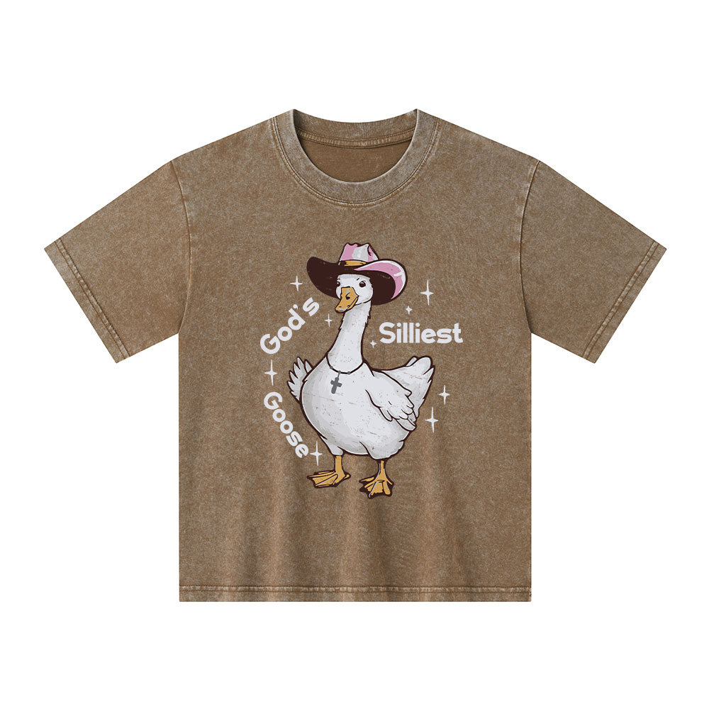 God's Silliest Goose Kid Washed T-Shirt
