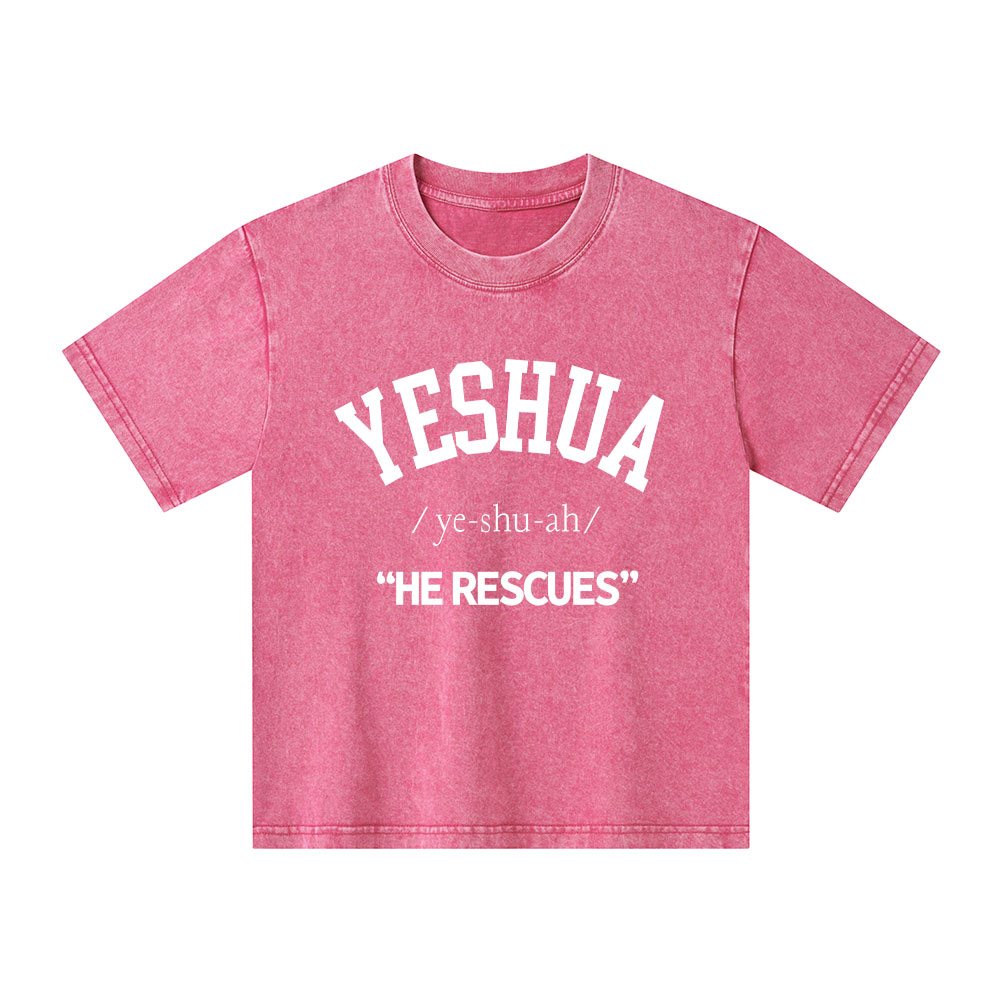 Yeshua He Rescues Kid Washed T-Shirt