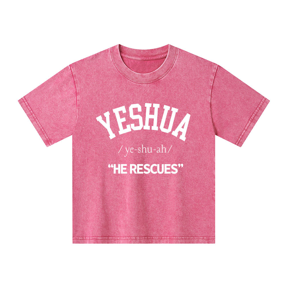 Yeshua He Rescues Kid Washed T-Shirt