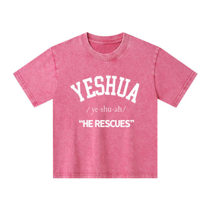 Yeshua He Rescues Kid Washed T-Shirt