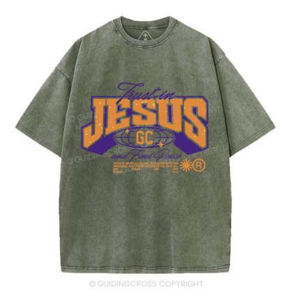 Trust In Jesus Christian Washed T-Shirt