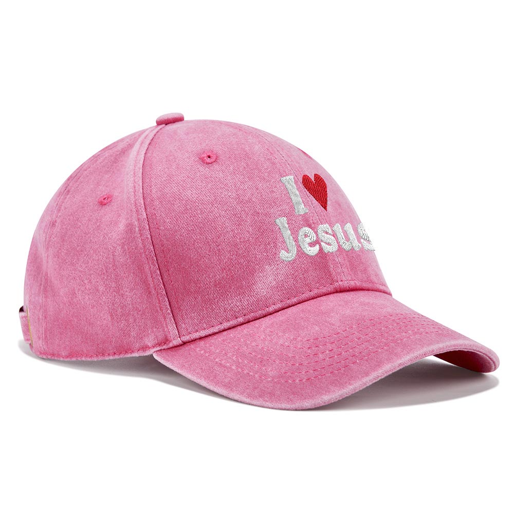 I Love Jesus Christian Washed Hat