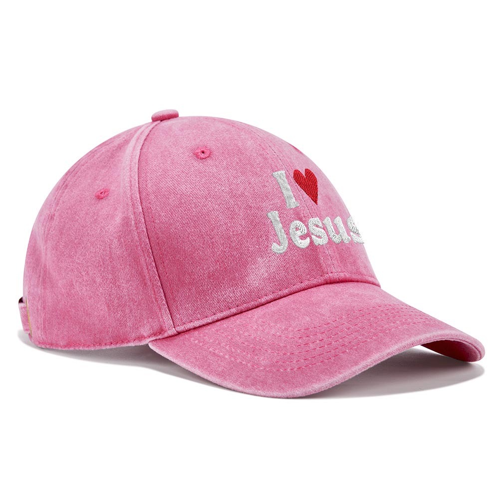 I Love Jesus Christian Washed Hat