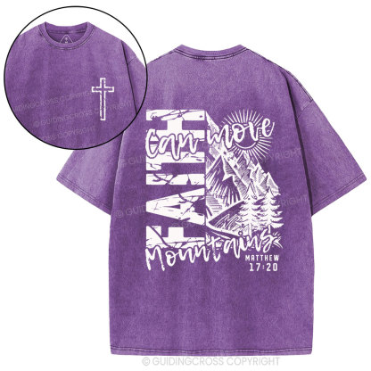 Faith Can Move Mountain Christian Washed T-Shirt