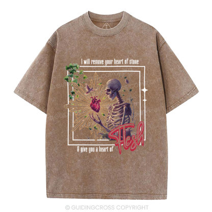 I Will Remove Your Heart Of Stone Christian Washed T-Shirt
