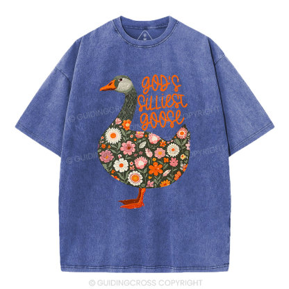 God's Silliest Goose Floral Christian Washed T-Shirt