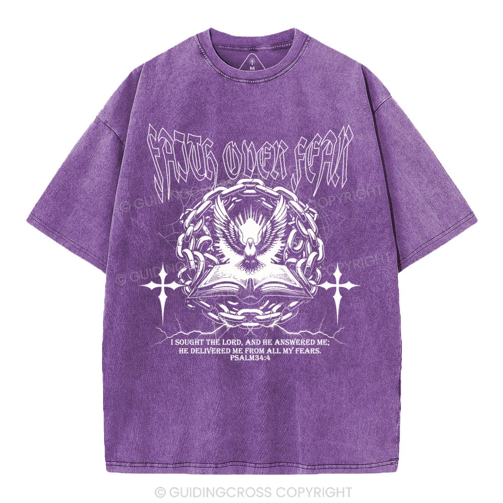 Faith Over Fear New Christian Washed T-Shirt