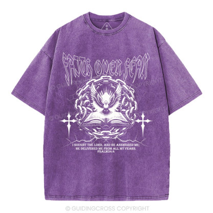 Faith Over Fear New Christian Washed T-Shirt