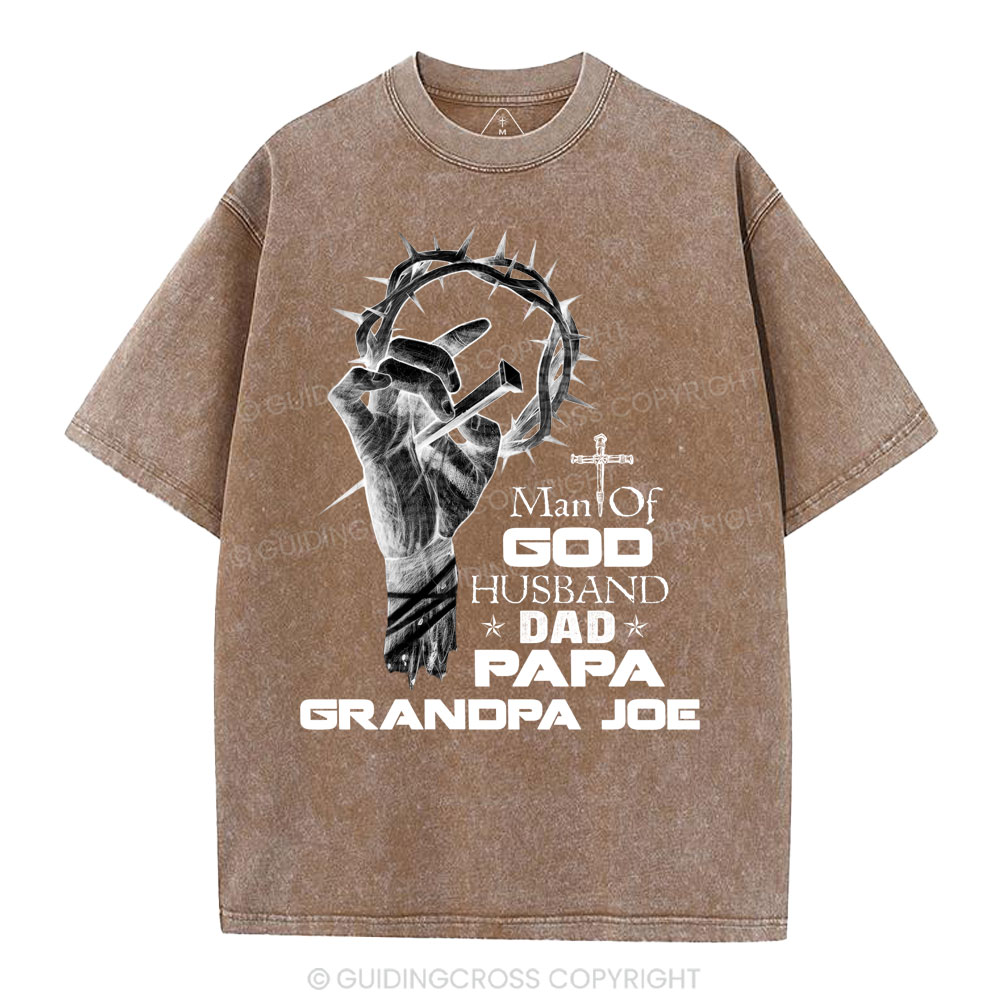 Man Of God Husband Christian Washed T-Shirt
