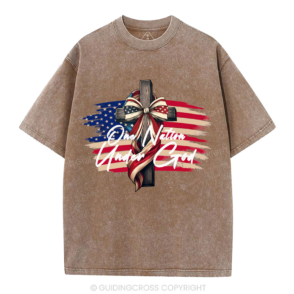 On Nation Under God Beauty Christian Washed T-Shirt
