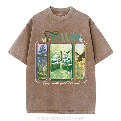 YHWH Every Breath Speaks His Name Christian Washed T-Shirt
