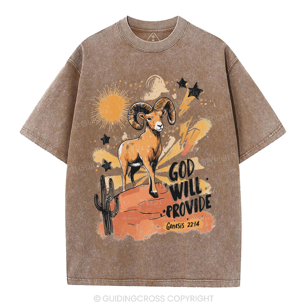 God Will Provide Christian Washed T-Shirt