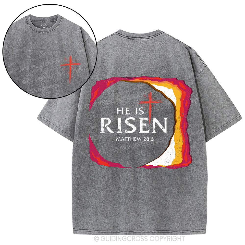 He Is Risen Christian Washed T-Shirt